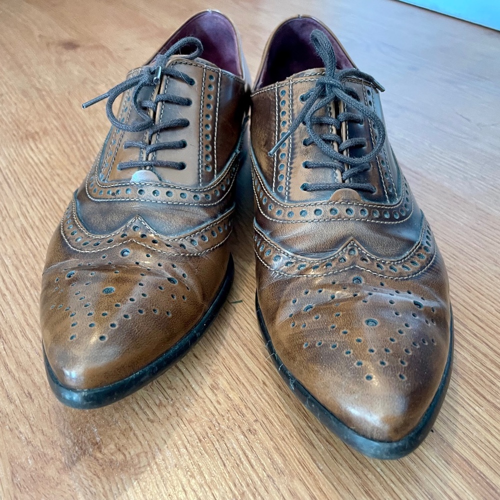 Brown Leather Gabor Dress Shoes, Made in Germany, Size 6.5